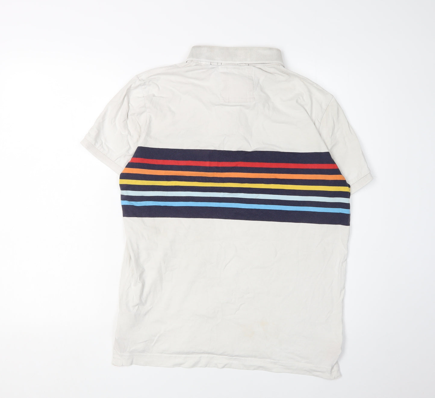Superdry Men's White Striped Polo Size L Jersey