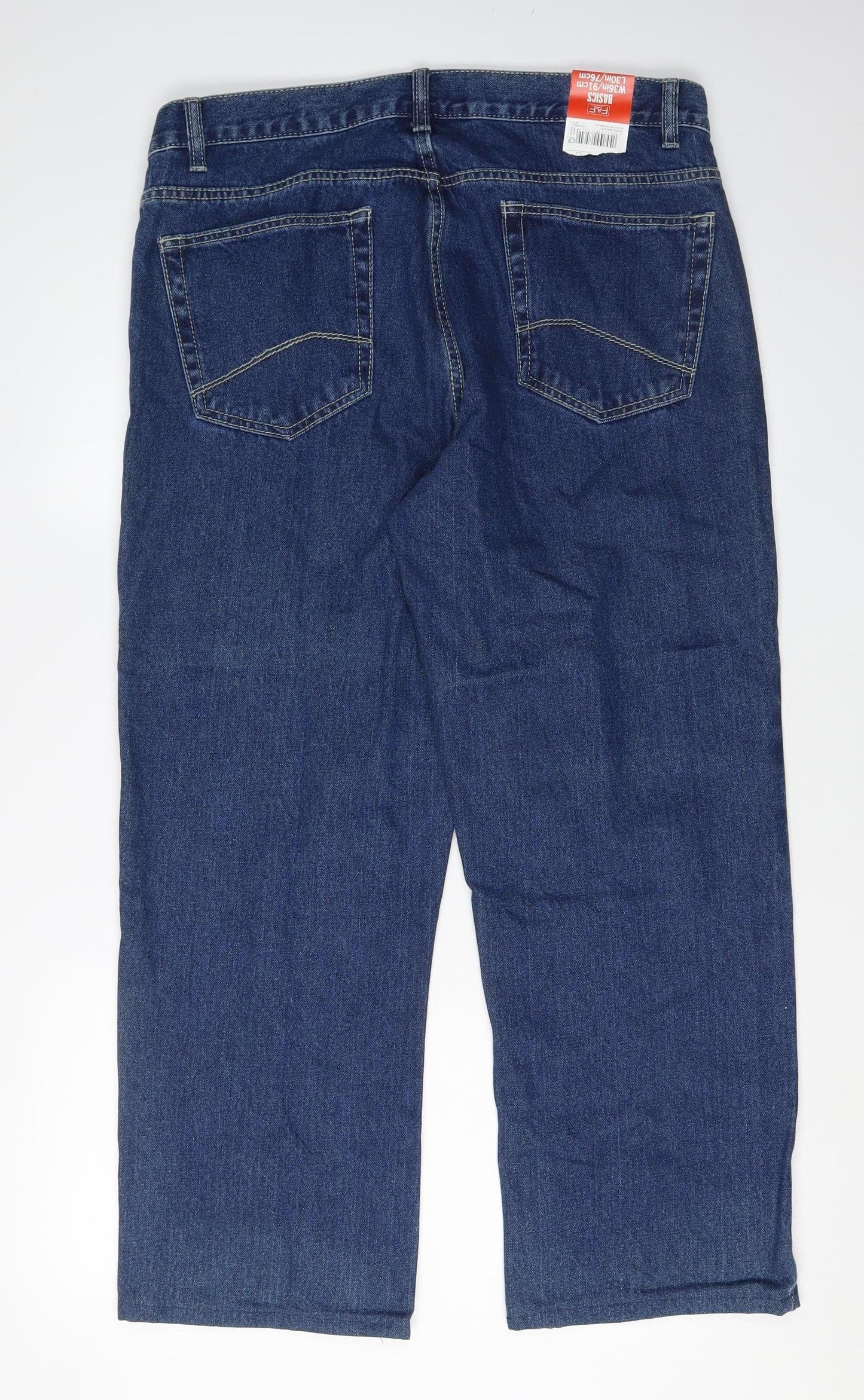 F&F Men's Blue Straight Leg Jeans, Size 36 Waist