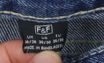 F&F Men's Blue Straight Leg Jeans, Size 36 Waist
