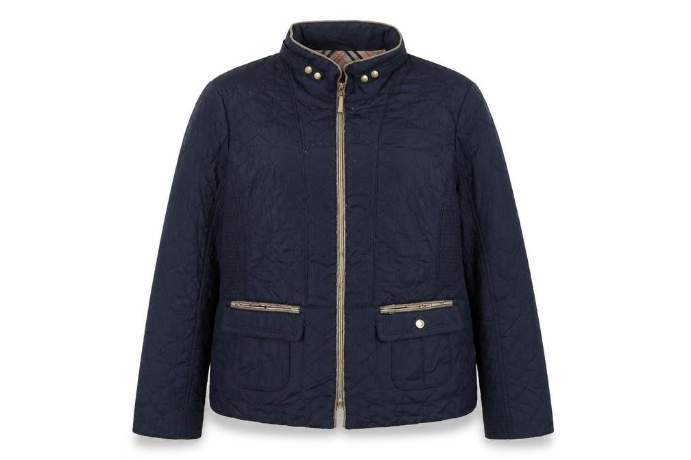Front view of Gerry Weber Women's Blue Quilted Jacket, size 16, Casual