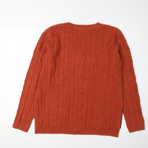 FatFace Women's Orange Pullover Crew Neck Jumper Size 12