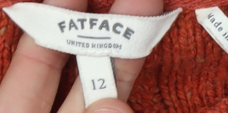 FatFace Women's Orange Pullover Crew Neck Jumper Size 12