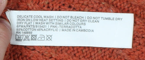 FatFace Women's Orange Pullover Crew Neck Jumper Size 12