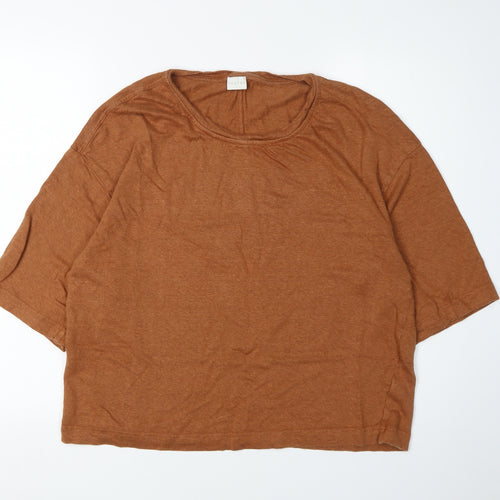 Poetry Women's Brown Linen 3/4 Sleeve Jumper, Size 14