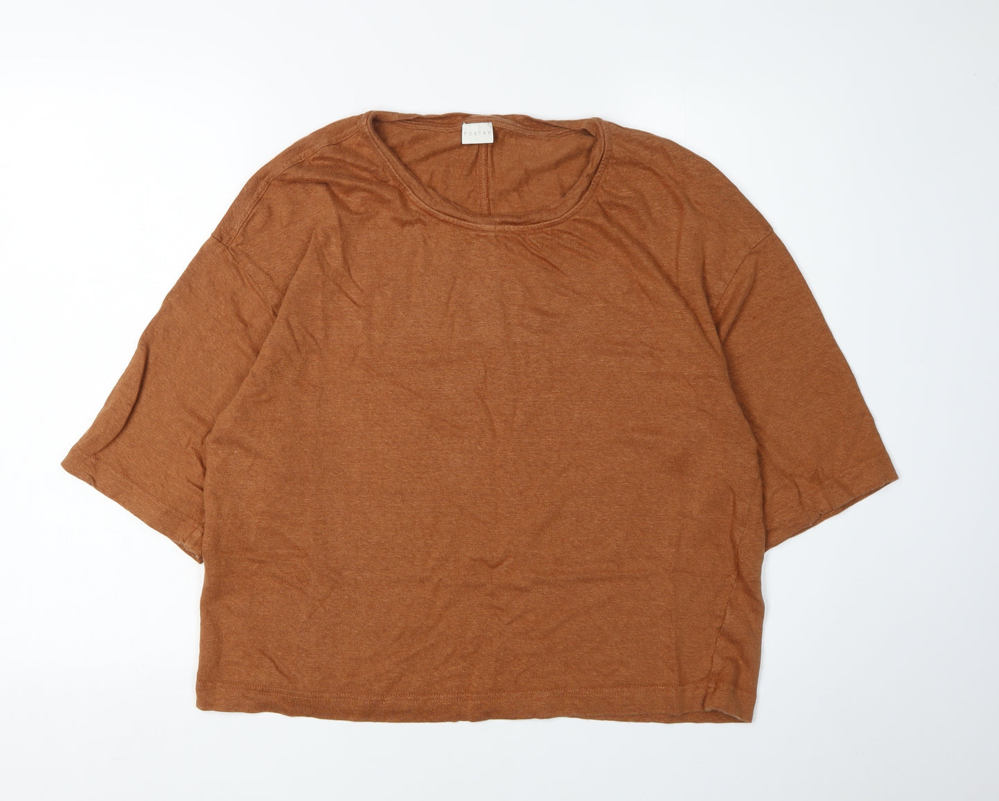 Poetry Women's Brown Linen 3/4 Sleeve Jumper, Size 14