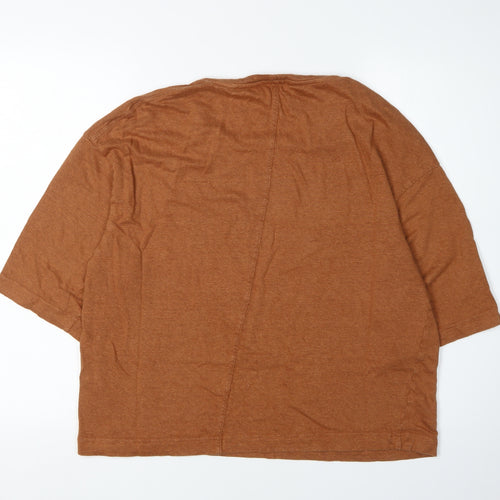 Poetry Women's Brown Linen 3/4 Sleeve Jumper, Size 14