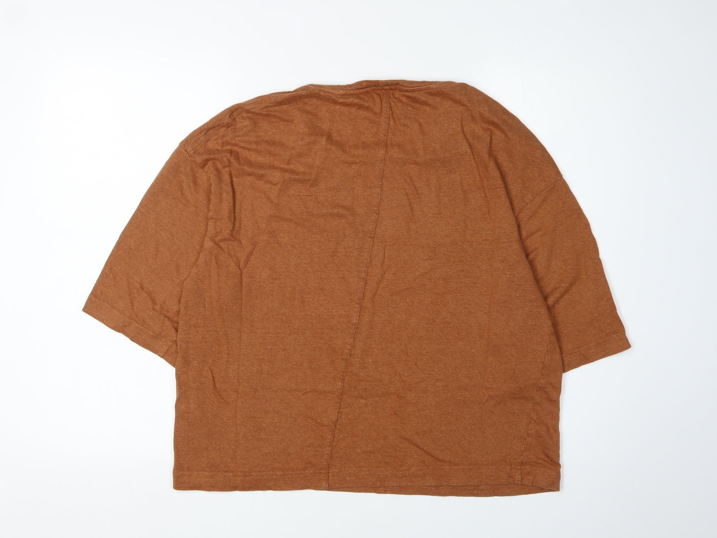 Poetry Women's Brown Linen 3/4 Sleeve Jumper, Size 14