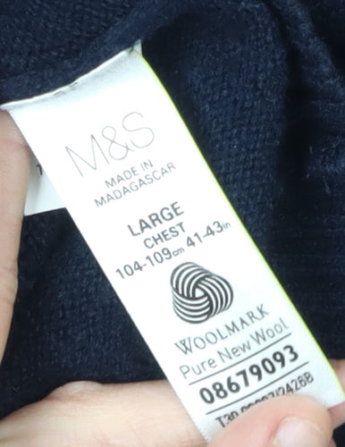 Marks and Spencer Men's Black Wool Jumper L