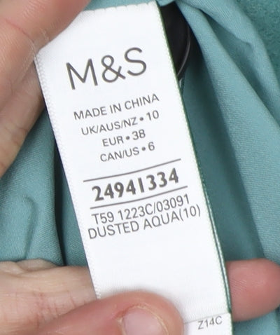 Marks and Spencer Women's Green Overcoat, Size 10