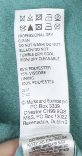 Marks and Spencer Women's Green Overcoat, Size 10