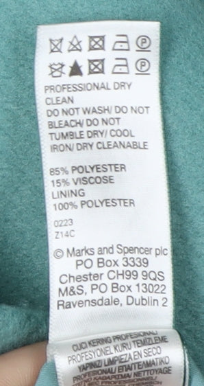 Marks and Spencer Women's Green Overcoat, Size 10