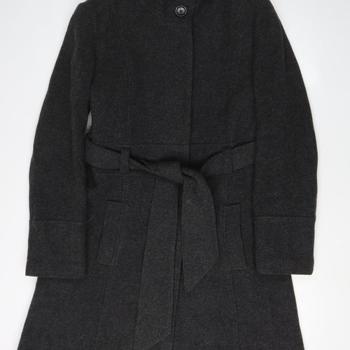 Sasha Women's Black Wool Blend Belted Overcoat Size 16