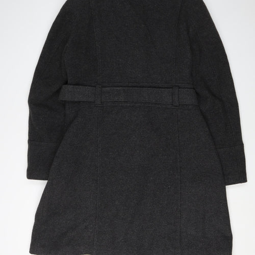 Sasha Women's Black Wool Blend Belted Overcoat Size 16