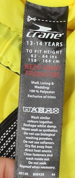 Crane Boys Black Hooded Puffer Jacket 13-14 Years