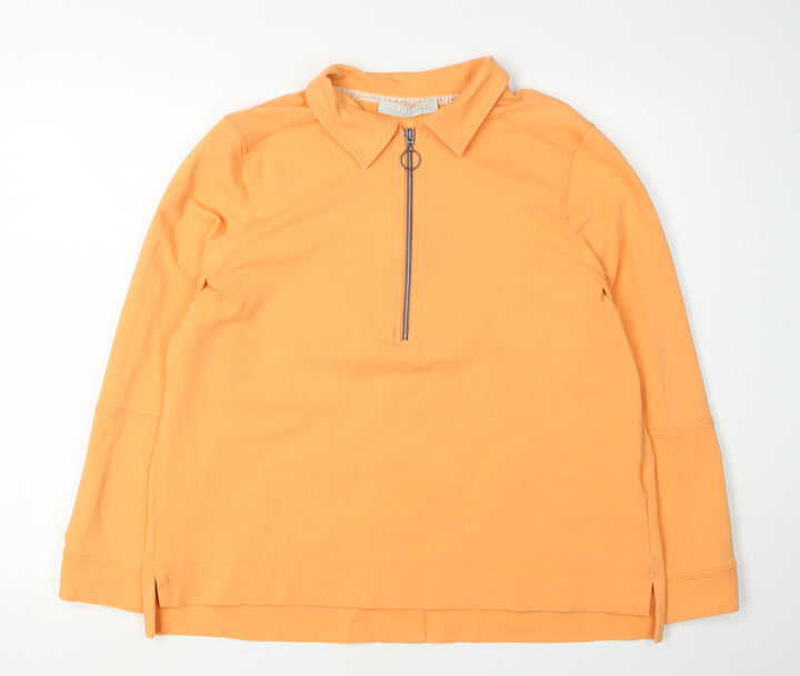 Bianca Women's Orange Collared 1/2 Zip Sweatshirt Size 16