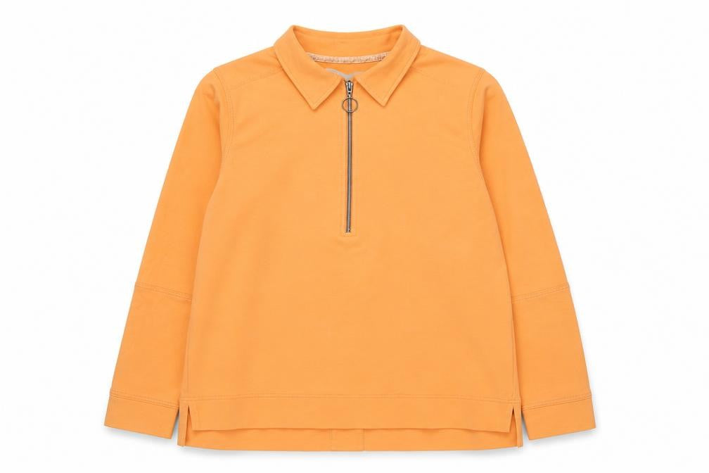 Front view of Bianca Women's Orange Collared 1/2 Zip Sweatshirt, size 16