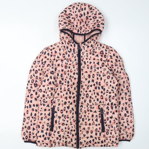 Joules Girls Pink Animal Print Puffer Jacket 9-10 Years