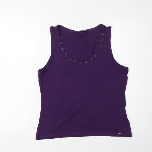 Betty Barclay Women's Purple Tank Top, 12, Beaded Scoop Neck