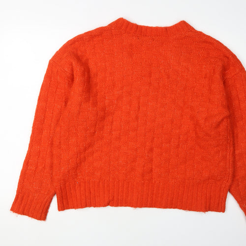 Marks and Spencer Women's Orange V-Neck Pullover Jumper L