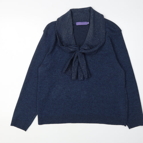 Autonomy Women's Blue Cowl Neck Pullover Jumper L