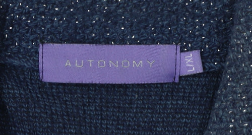 Autonomy Women's Blue Cowl Neck Pullover Jumper L