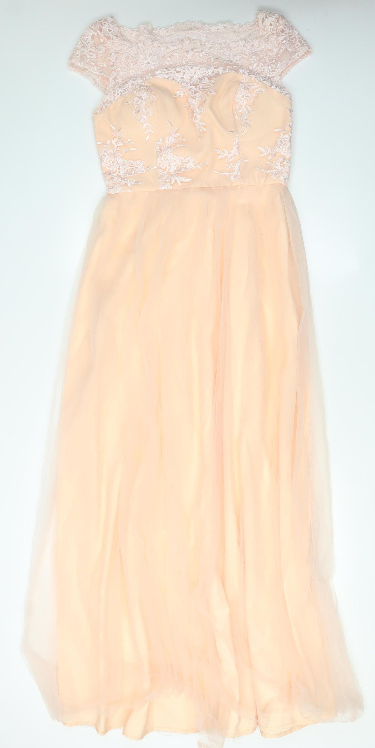 Chi Chi London Women Beige A-Line Dress Size 12