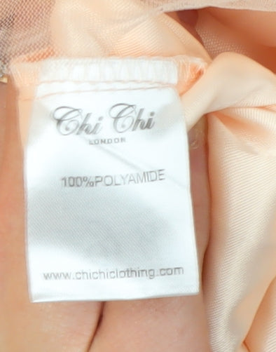 Chi Chi London Women Beige A-Line Dress Size 12