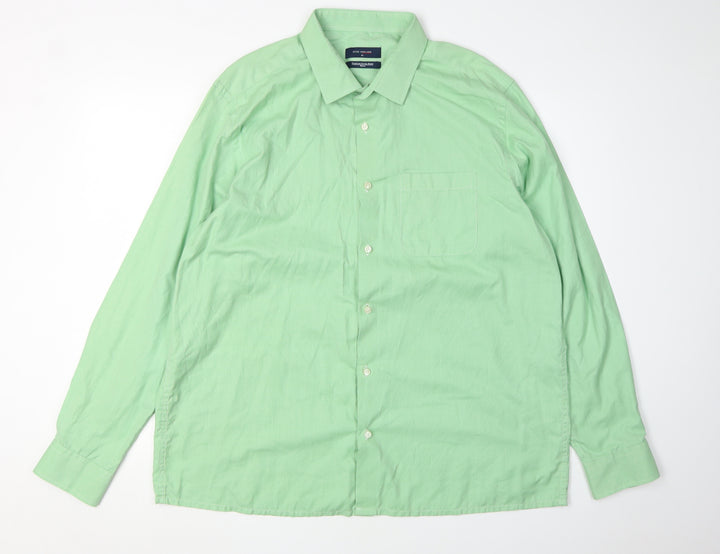 Peter England Men's Green Button-Up Shirt 46
