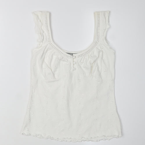 Per Una Women's White Cotton Camisole Tank, Size 10