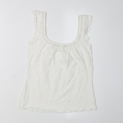 Per Una Women's White Cotton Camisole Tank, Size 10