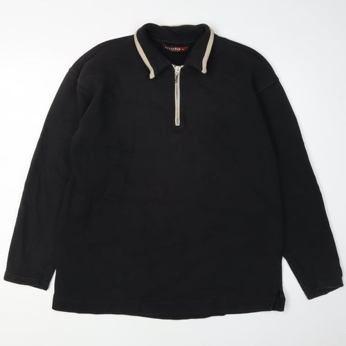 Moto Jeanswear Men's Black 1/4 Zip Sweatshirt L