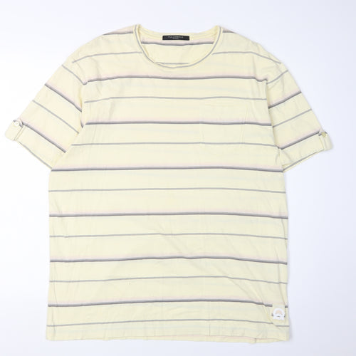 Fullcircle Men's Beige Striped Short Sleeve T-Shirt XL