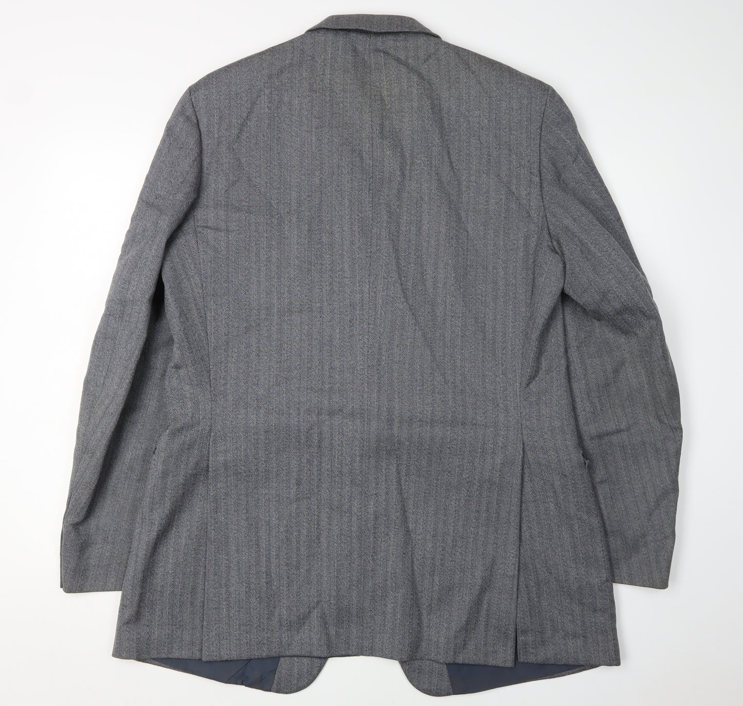 St Michael Grey Wool Blazer, Men's 43-44 Long Striped Jacket
