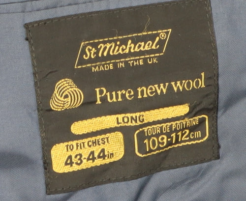 St Michael Grey Wool Blazer, Men's 43-44 Long Striped Jacket