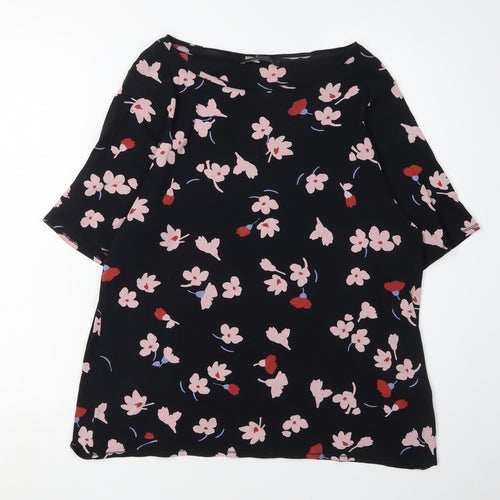 Marks and Spencer Women's Black Floral Blouse, Size 20