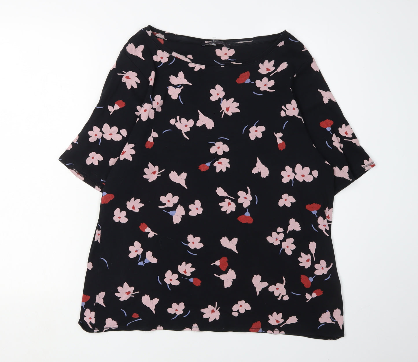Marks and Spencer Women's Black Floral Blouse, Size 20
