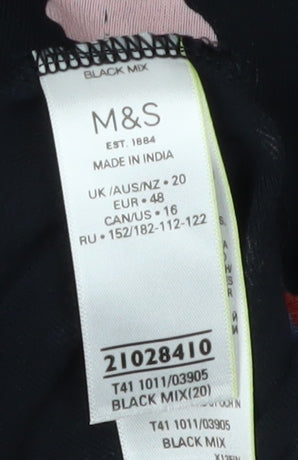 Marks and Spencer Women's Black Floral Blouse, Size 20