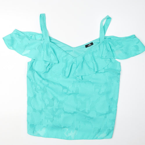 Wallis Women's Blue Off-Shoulder Ruffle Blouse Size 18