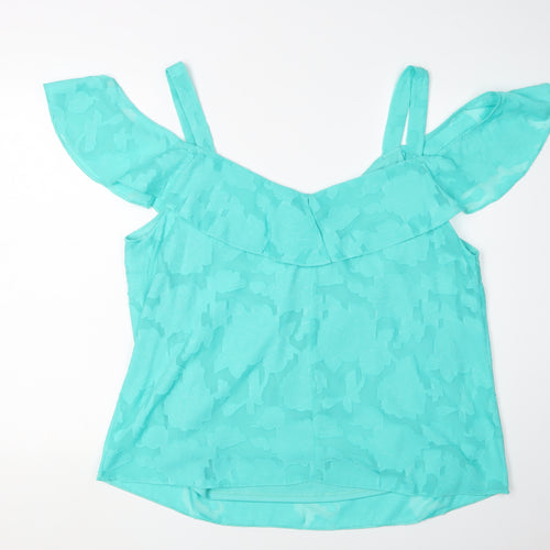 Wallis Women's Blue Off-Shoulder Ruffle Blouse Size 18