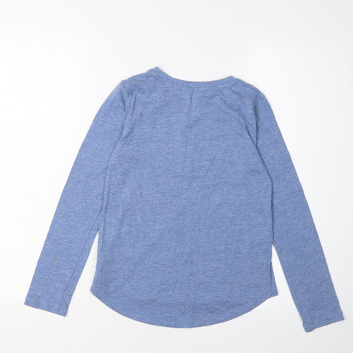 GAP Girls Blue Sequin Logo Long Sleeve T-Shirt, Size L