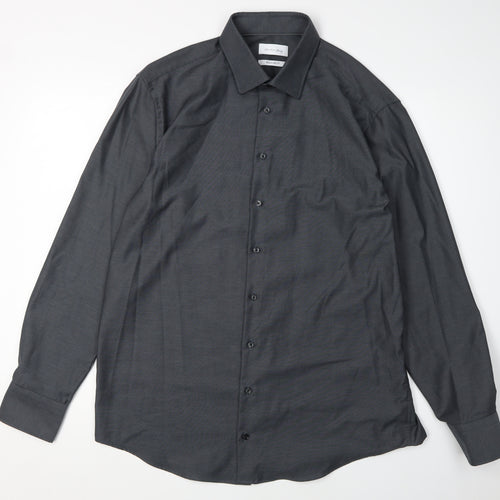 Christian Berg Men's Black Regular Fit Dress Shirt