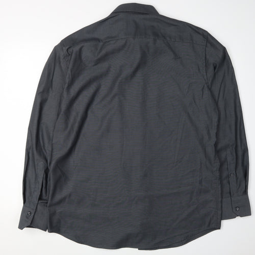 Christian Berg Men's Black Regular Fit Dress Shirt