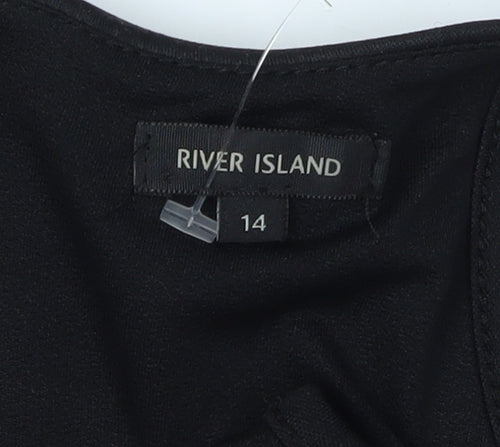 River Island Women's Black Bodycon Midi Dress - Size 14