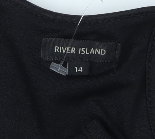 River Island Women's Black Bodycon Midi Dress - Size 14