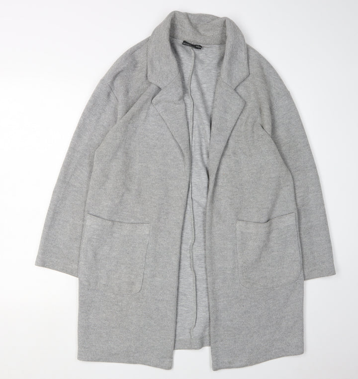 Zara Women's Grey Cardigan - M, Collared, Wool Blend