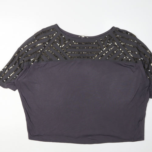 Monsoon Women's Grey Embellished T-Shirt M