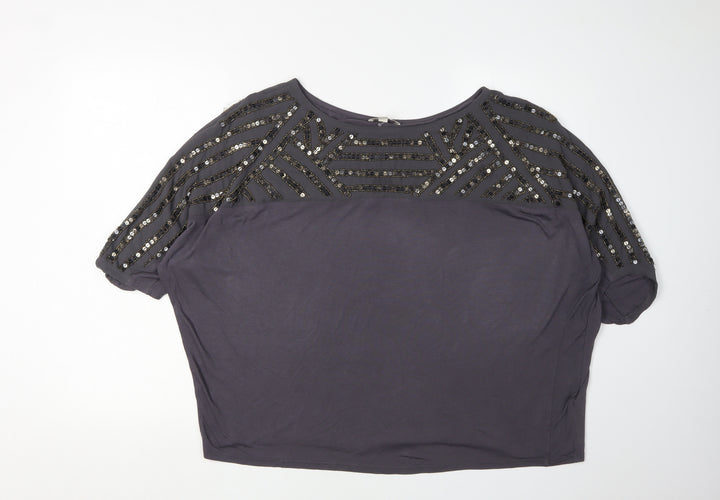 Monsoon Women's Grey Embellished T-Shirt M