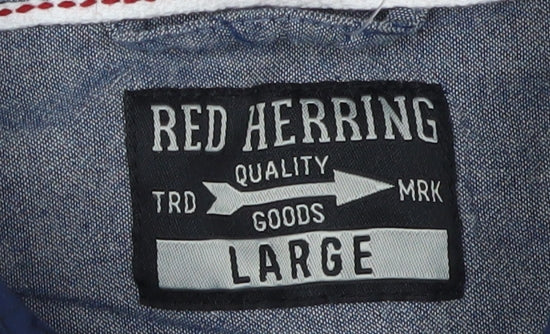 Red Herring Men's Green Check Casual Shirt, Large
