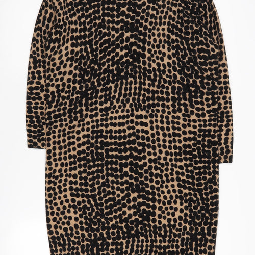 Jaeger Women's Black & Beige Animal Print Dress S