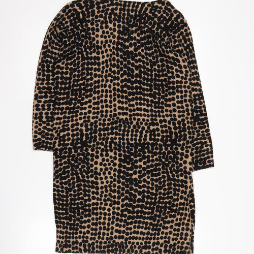 Jaeger Women's Black & Beige Animal Print Dress S
